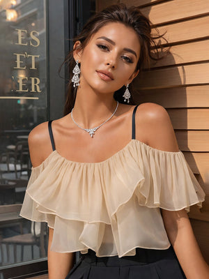 French-style Strap Off-shoulder Top For Women - TRYSHOPPY