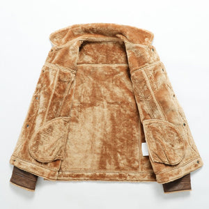 Fur-trimmed Lapel Jacket For Men, Winter Fleece-lined Coat - TRYSHOPPY
