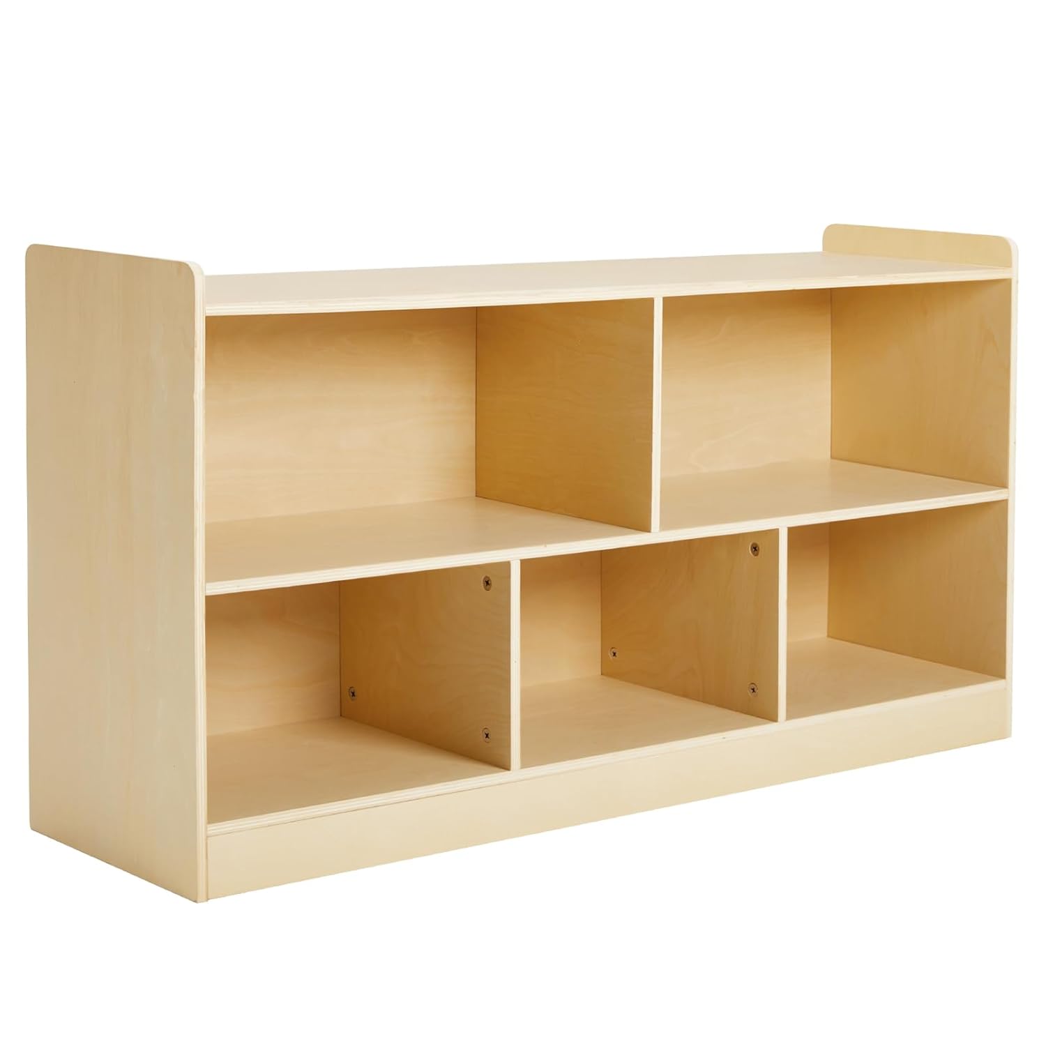 Montessori Shelf, Wooden Toy Storage Organizer for Books Toys, 2 Shelf Bookcase, 5-Section Storage Cabinet, Toddler Book Shelf for Kids Rooms, Playroom, Nursery, Kindergarten (Natural)