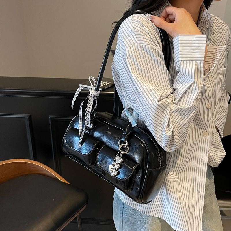 Bow-tie Ribbon Bowling Bag A Stylish High-capacity Shoulder And Tote Bag