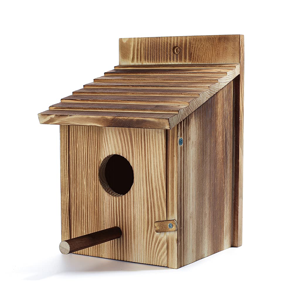 Wood Bird Houses for Outside with Pole Wooden Bird House for Finch Bluebird Cardinals Hanging Birdhouse Clearance Garden Country Cottages