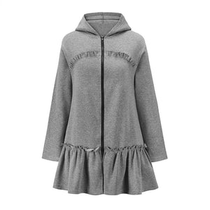 Autumn-style Hoodie With Wooden Earflaps Slanted Hem And A Hat - TRYSHOPPY