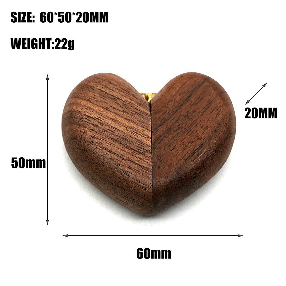 Black Walnut Ring Box Love Heart