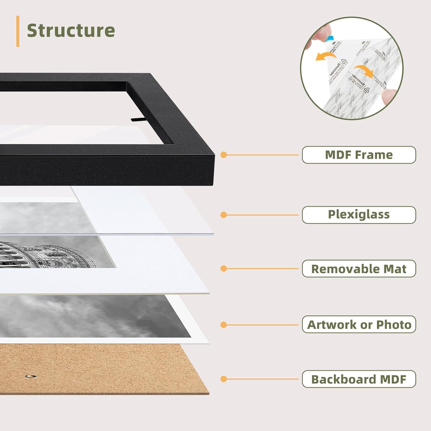 HappyHapi 4x6 Picture Frame Set of 5, Black Frames Display Photo 3.5x5 with Mat or 4x6 without, Gallery Wall Frame Set, Wall or Tabletop Display (Black)