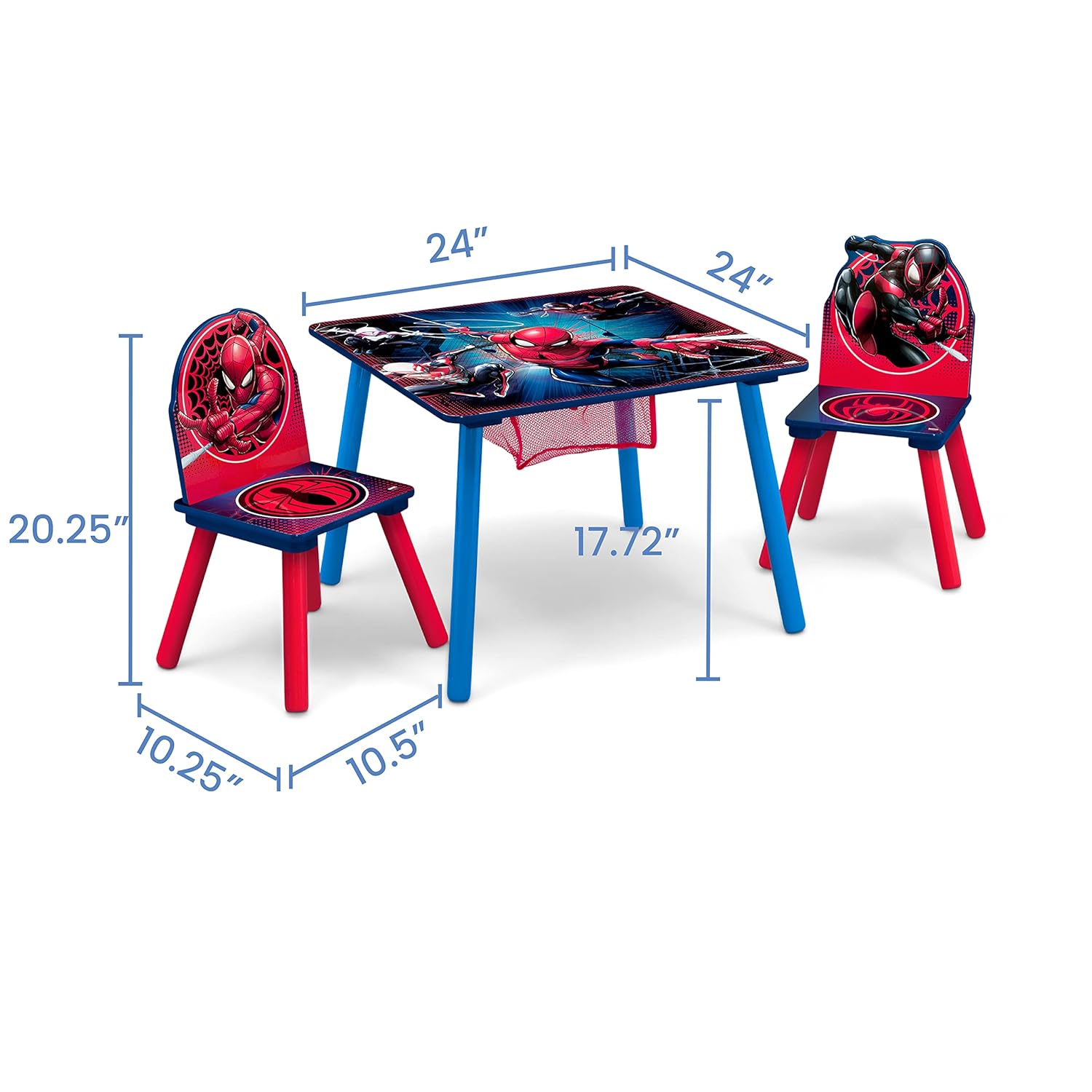 Delta Children Marvel Spider Man Kids Table Set with Storage (2 Chairs Included) Greenguard Gold Certified, Onesize, Blue/Red