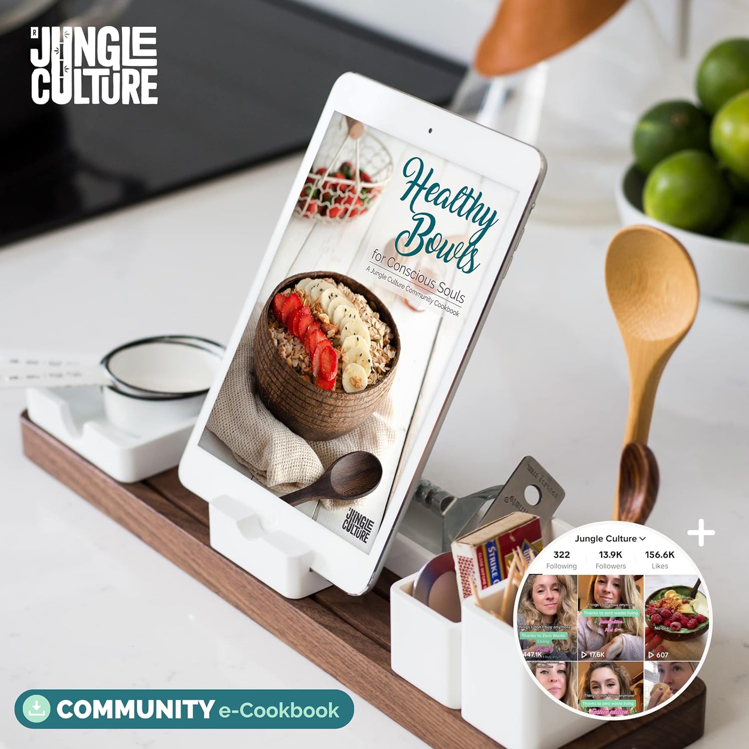Jungle Culture 4 Polished Coconut Bowl & Wooden Spoons Set with Bamboo Straws • Smoothie Bowls Ideal for Ninja Creami • Healthy Yoghurt & Acai Bowls • Natural Coco Shell Eco Friendly Vegan Gifts