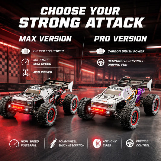 ZNLYRION RC Car Truck SG316MAX High Speed Brushless Full Metal Gear Differential 2.4Ghz 300M Remote Distance LED Headlight Big Foot RC Car For Adult Hobby