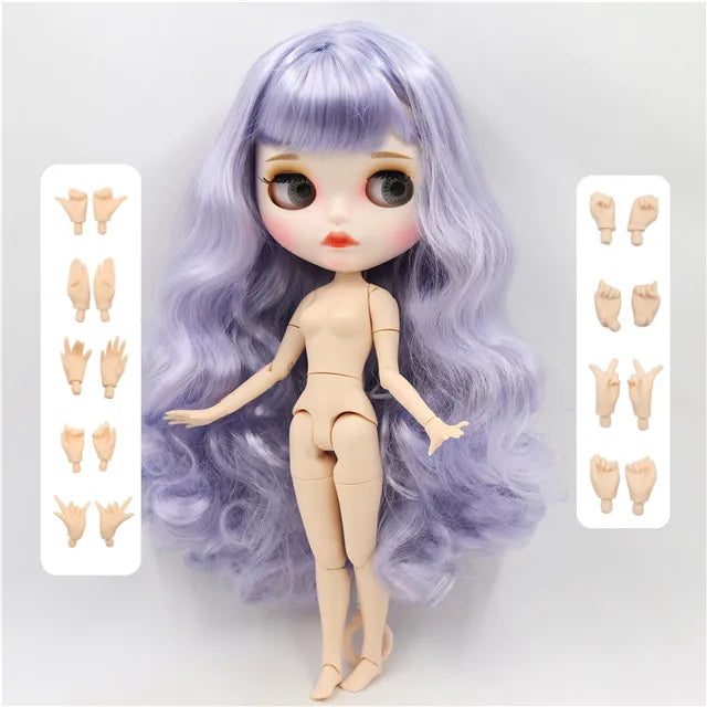 ICY DBS Blyth Doll 1/6 bjd blue mix violet hair joint body matte face 30cm nude doll toy anime girls gift