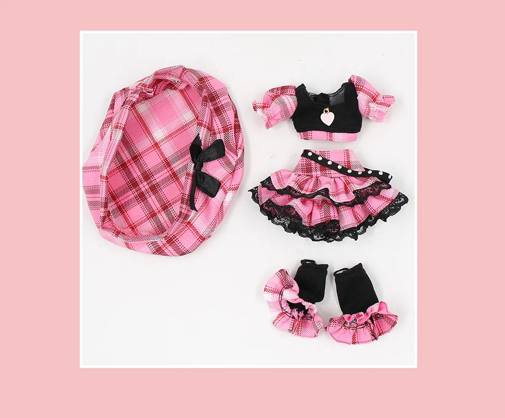 ICY DBS Blyth doll clothes pink dress Berets Plaid skirt anime suit cool outfits cosplay girl