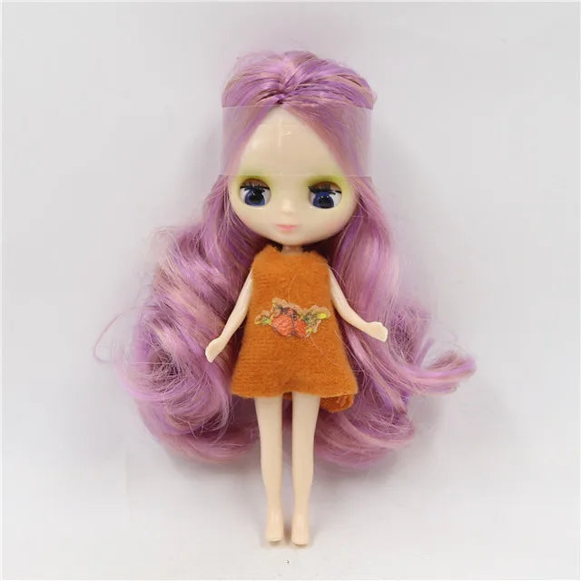 DBS blyth mini doll 10CM BJD normal body doll long hair 10cm toy anime random dress as a gift