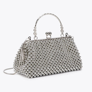 Women's Pearl Embellished ABS Frame Clutch Bag – Evening & Wedding, 6 Colors - TRYSHOPPY