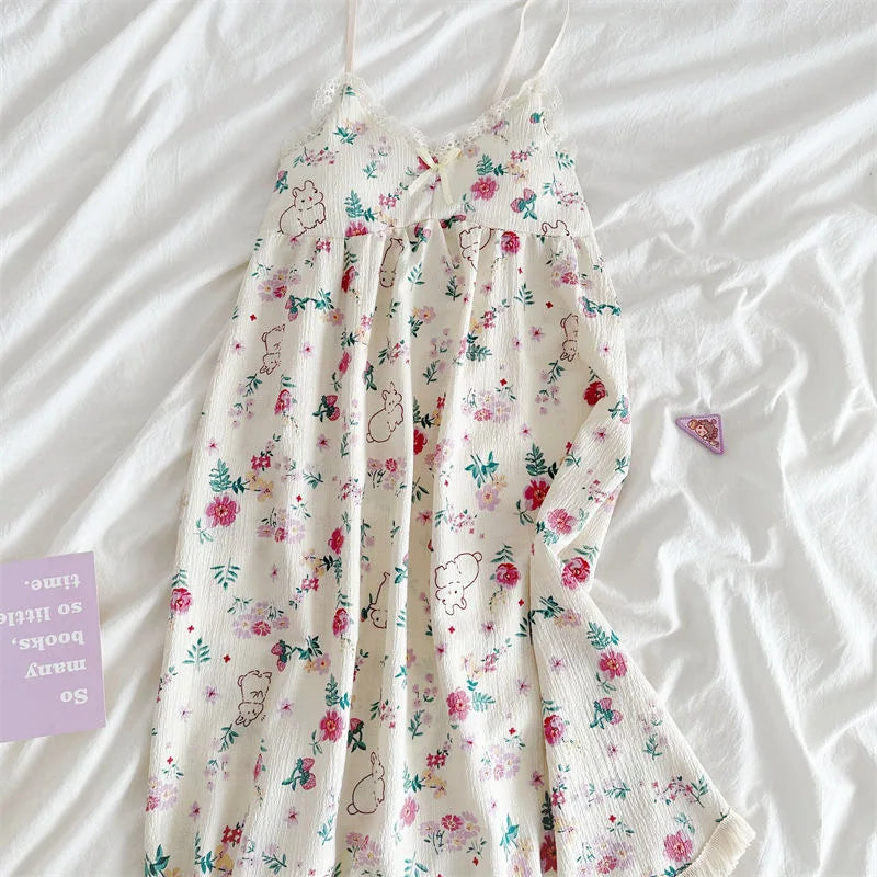 Women's Floral V-Neck Halter Nightgown