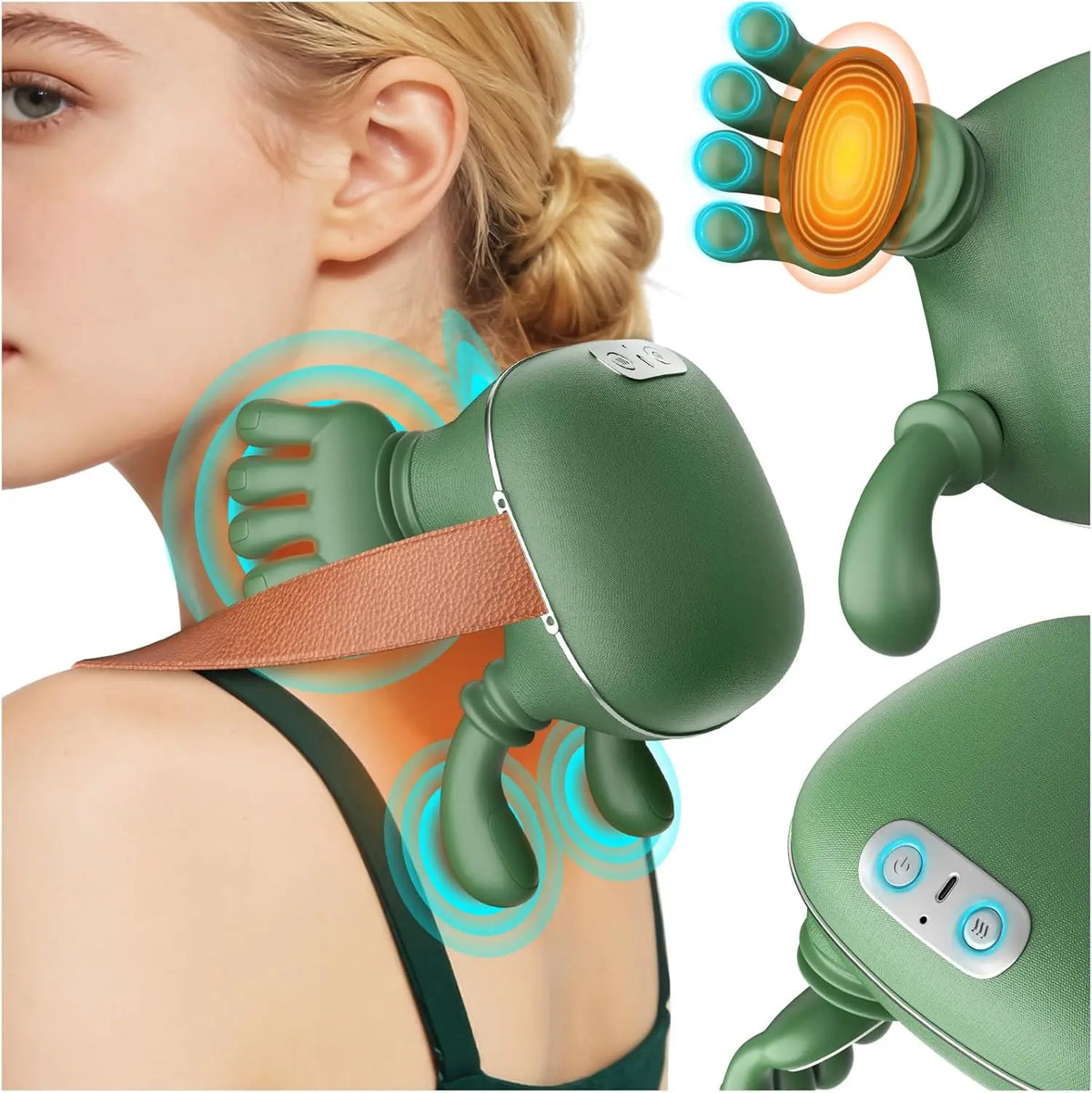 Wireless Neck And Back Massager with Heat 4D Kneading Shiatsu Deep Tissue for Shoulder Cervical Trapezius Kneading Massage