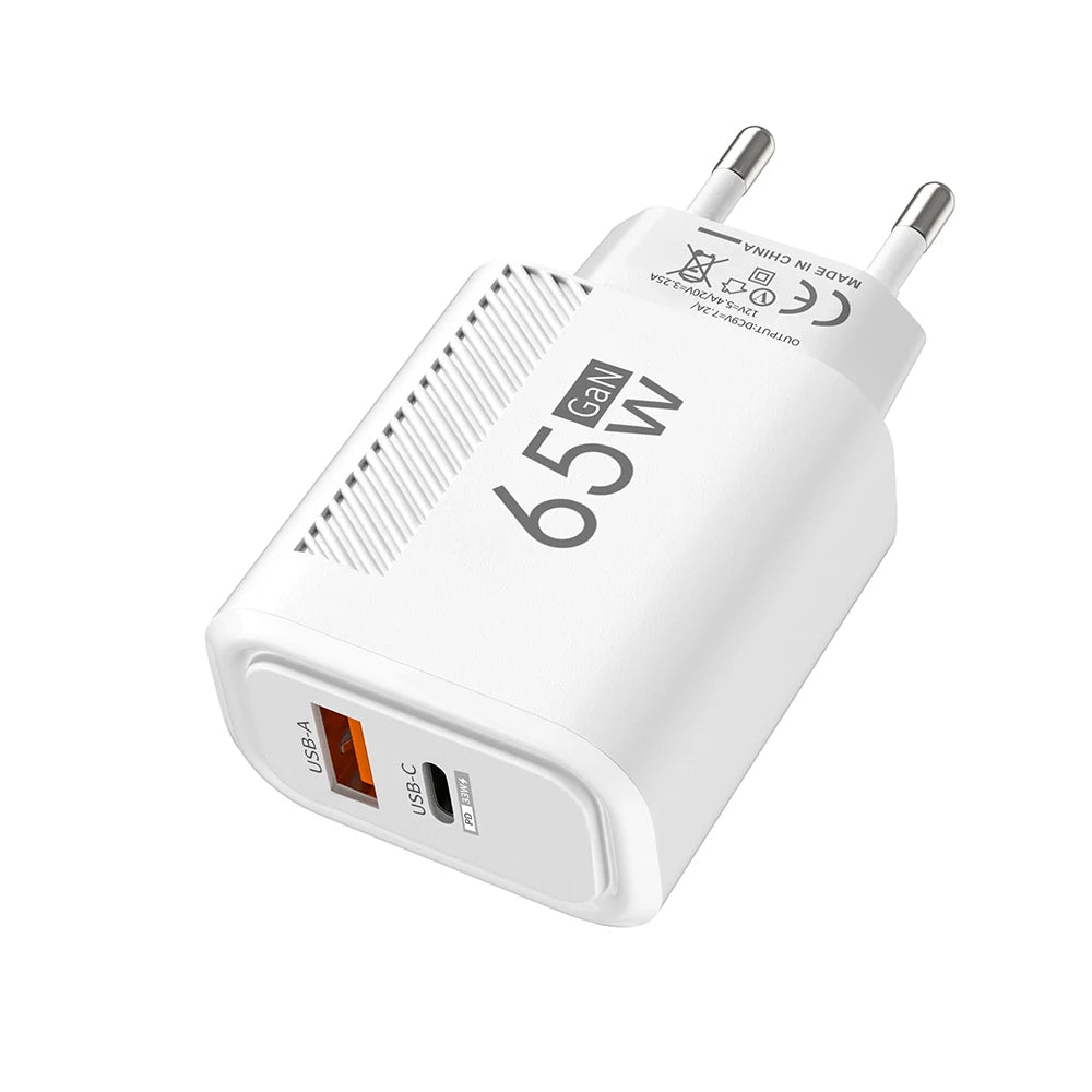 65W GaN Fast Charging USB Type C Charger US EU Plug PD 3.0 Quick Charge Travel Wall Charger For Phone Adapter For iPhone Samsung