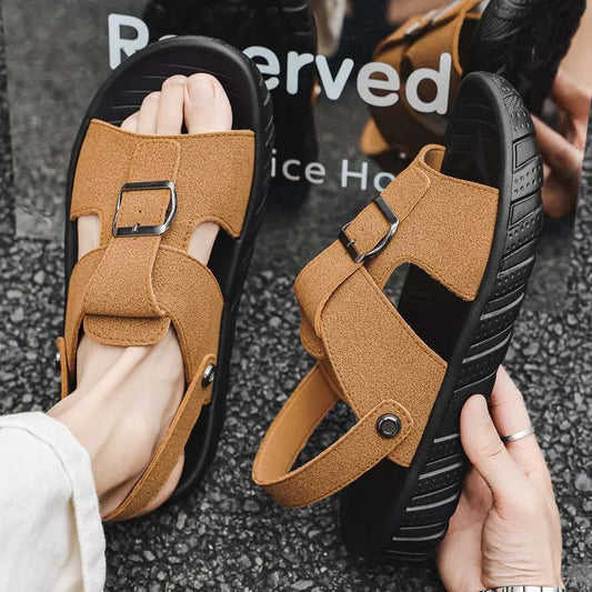 Summer Men Slippers Casual Sandals Beach Hiking Climbing Classic Roman Outdoor Leather Fishing Comfortable Trekking Fashion