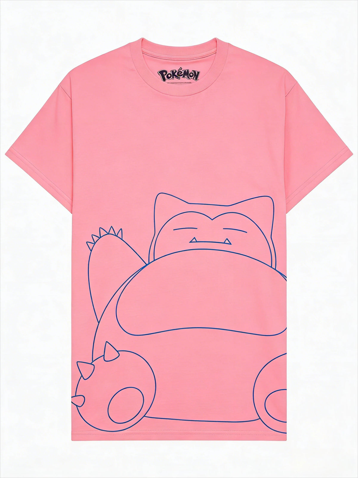 Bandai New Pocket Snorlax Line Art Print High Quality Fashion Men's Short Sleeve Parent-Child Loose Comfortable T-Shirt