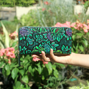 Women's Floral PU Leather Long Wallet – Large Capacity Card Holder & Coin Purse, 8 Styles - TRYSHOPPY