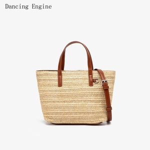 Women's Straw Tote Bag – Large Capacity Beach & Shopper Bag, 2 Colors, 2 Sizes - TRYSHOPPY