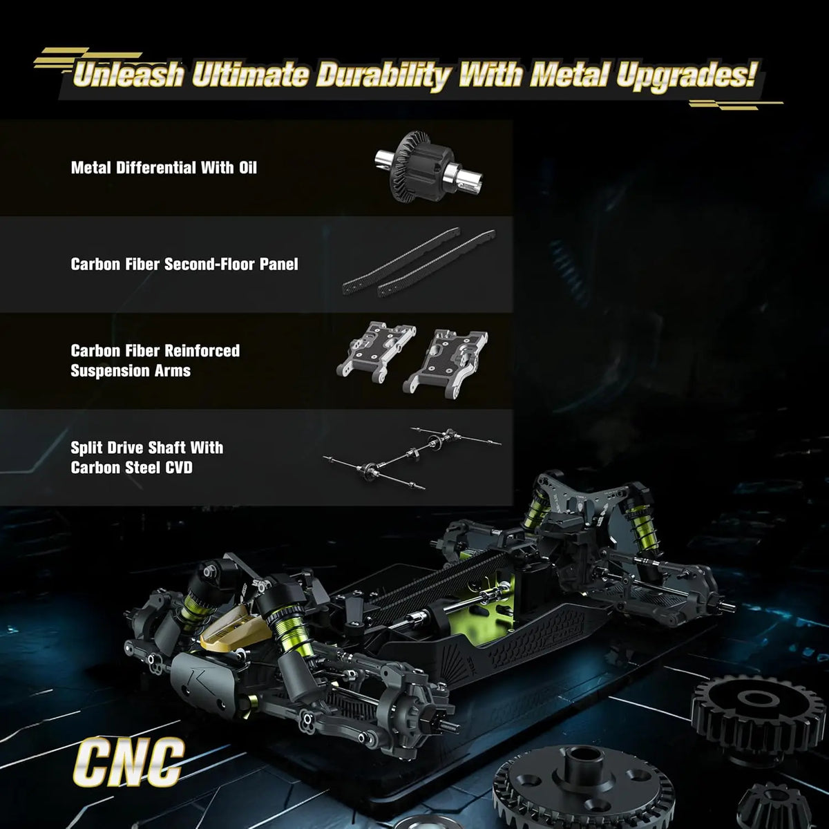 1/10 Scale Brushless RC Monster Truck, 4WD RTR Buggy, Max 50+ MPH, Waterproof, Carbon Fiber Body, Black, for Ages 14 and Up