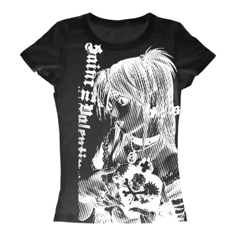 Women's Y2K Anime Graphic Crop T-Shirt