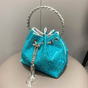 Women's Crystal Rhinestone Bucket Clutch Bag – Evening & Banquet, 7 Colors - TRYSHOPPY
