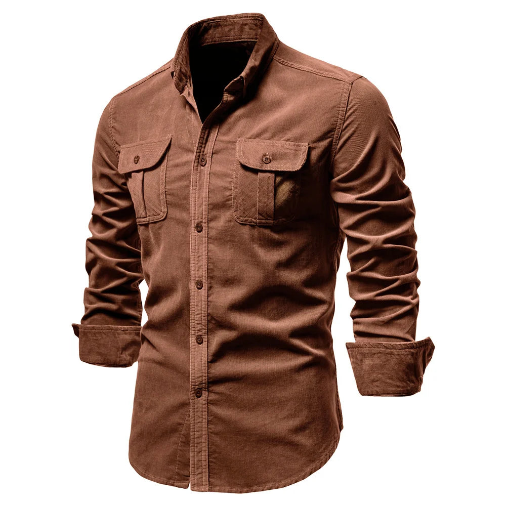 Men's Classic Corduroy Button-Up Shirt