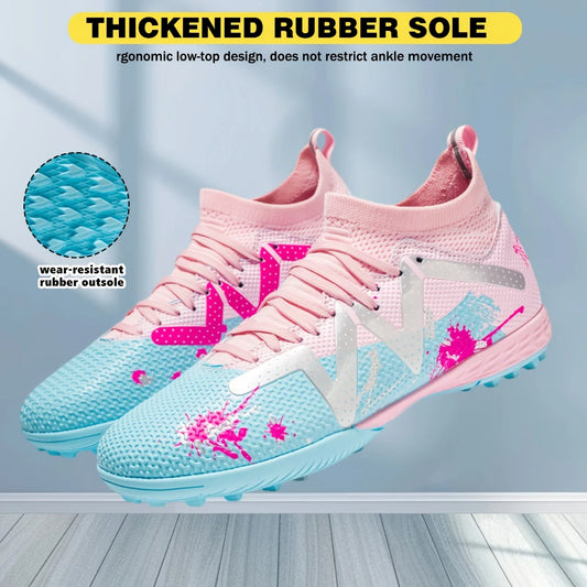 Entry Adult TF football shoes Elastic PU Fabric Shock-absorb Rubber Outsole Anti-slip Wear-resistant Beginner Turf Sports Sneake