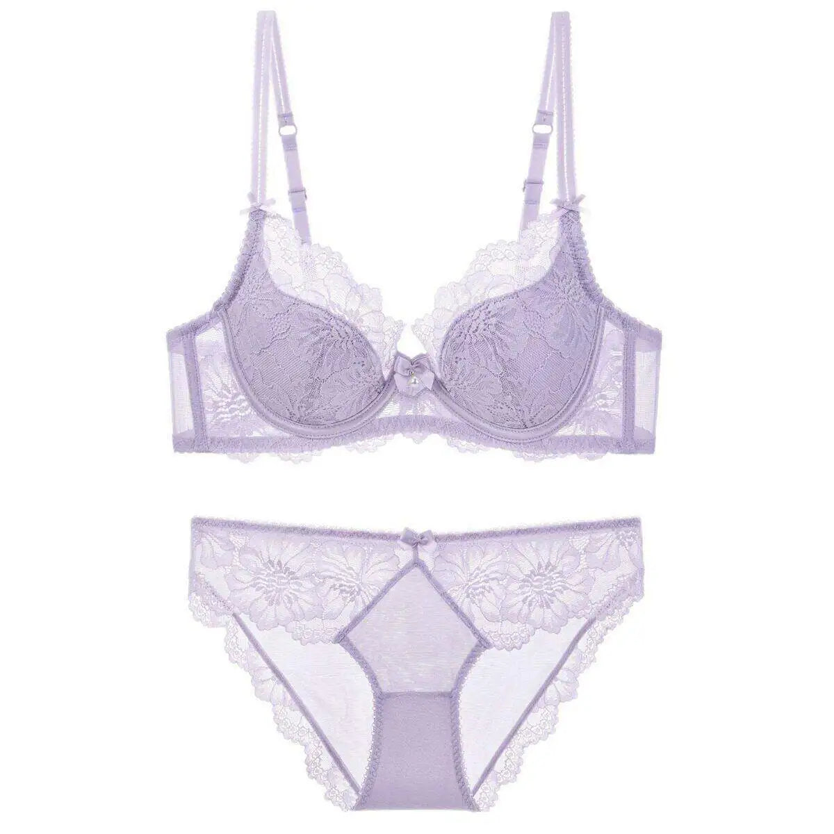 Women's Embroidered Lace Bra Set