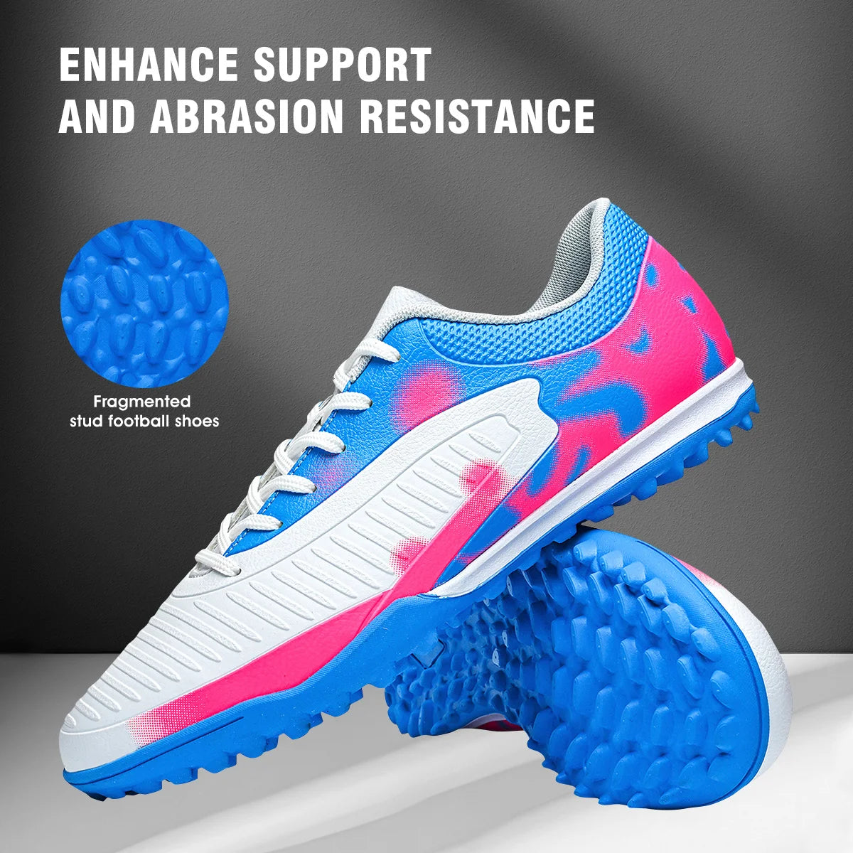 High Grip Unisex Soccer Trainers PU Woven Upper Rubber TF Studs Anti-Slip Breathable Men Outdoor Cleats