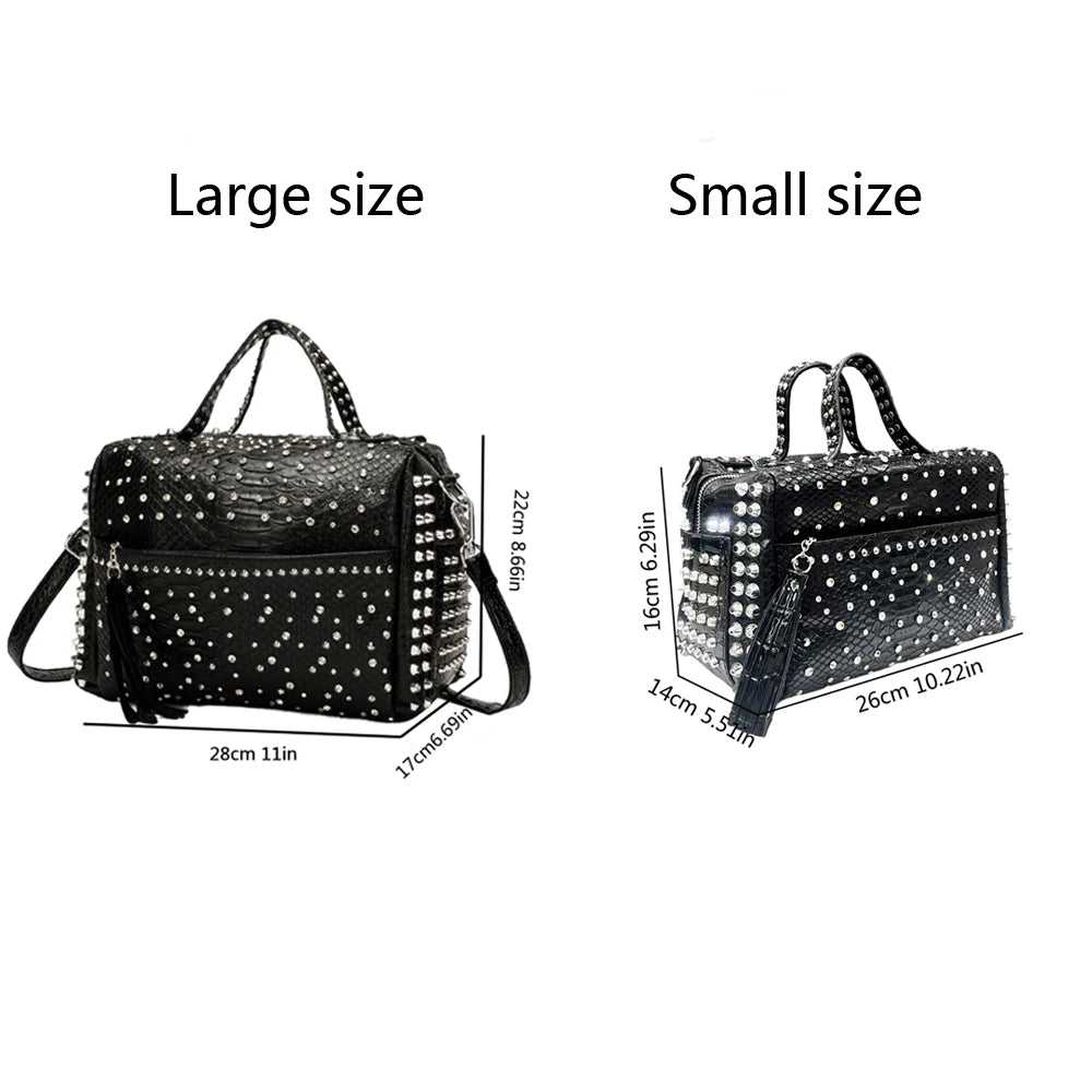 Women's Vintage Rivet PU Leather Tote Bag – Large Capacity, 3 Colors, 2 Sizes
