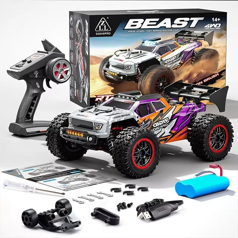 ZNLYRION RC Truck SG316MAX PRO High Speed Brushless Full Metal Gear Differential 2.4Ghz 300M Remote Distance LED Headlight Big Foot RC Car For Adult Hobby