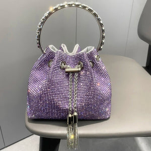 Women's Crystal Rhinestone Bucket Clutch Bag – Evening & Banquet, 7 Colors - TRYSHOPPY