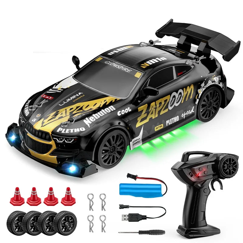 1/24 Remote Control Four-wheel Drive Drift Sports Car With LED Lights Racing High Speed Vehicle Kids Toys Multiplayer Game Gift