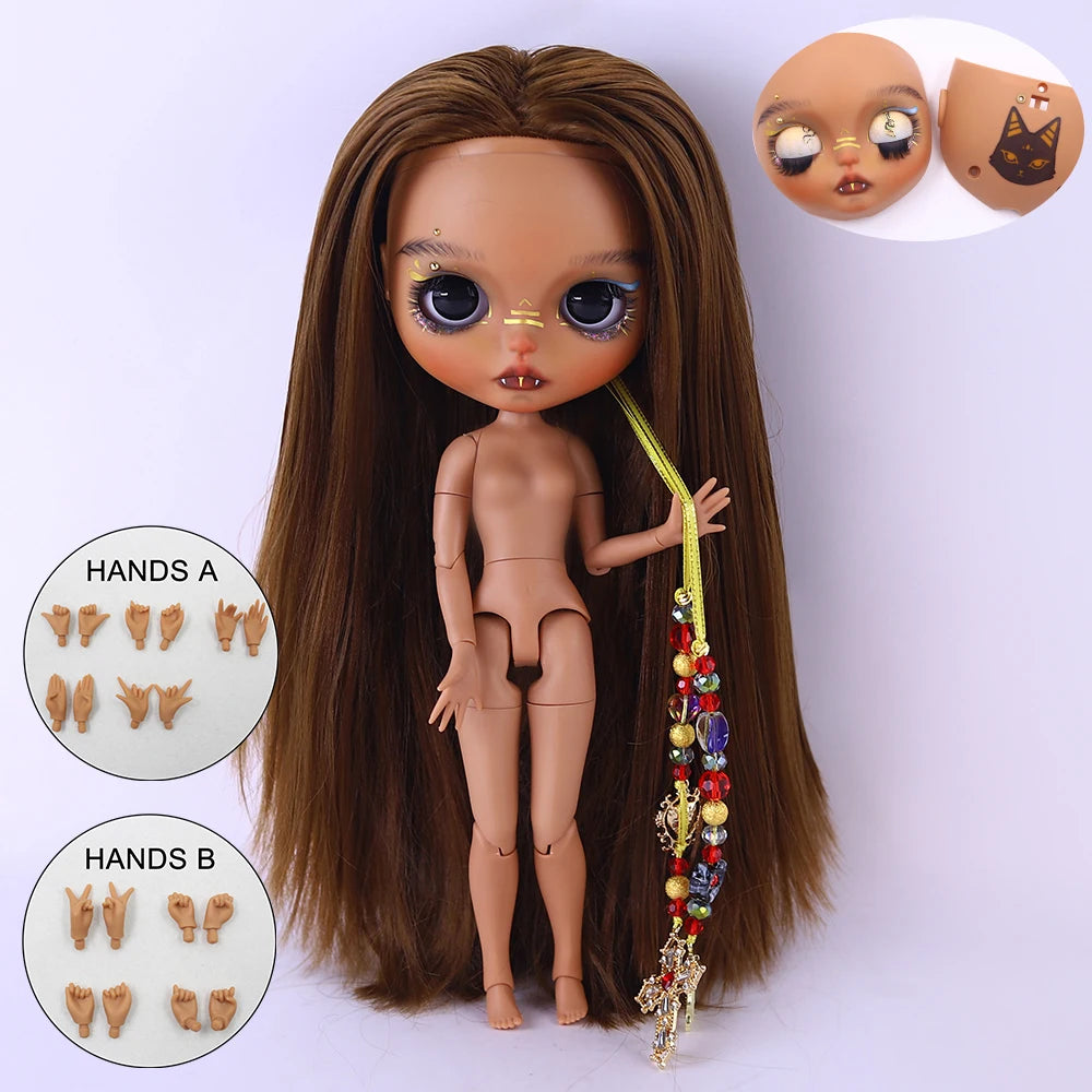 ICY DBS Blyth 1/6 Doll Hand drawn Set Black Skin Long Eyelash Sleeping Eye Special Eye