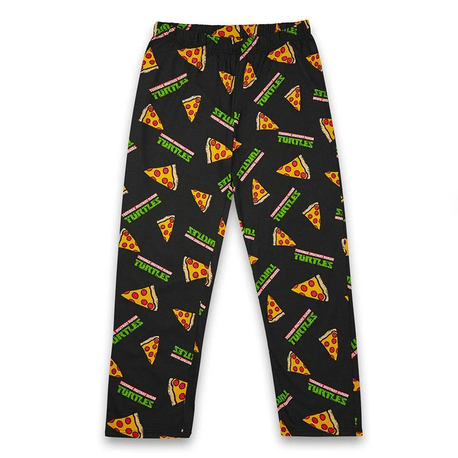 Bandai Ninja Turtles Characters & Pizza Allover Print Adult Kids Wide-leg Lounge Sleep Pants Summer Quick-dry Comfy Lightweight