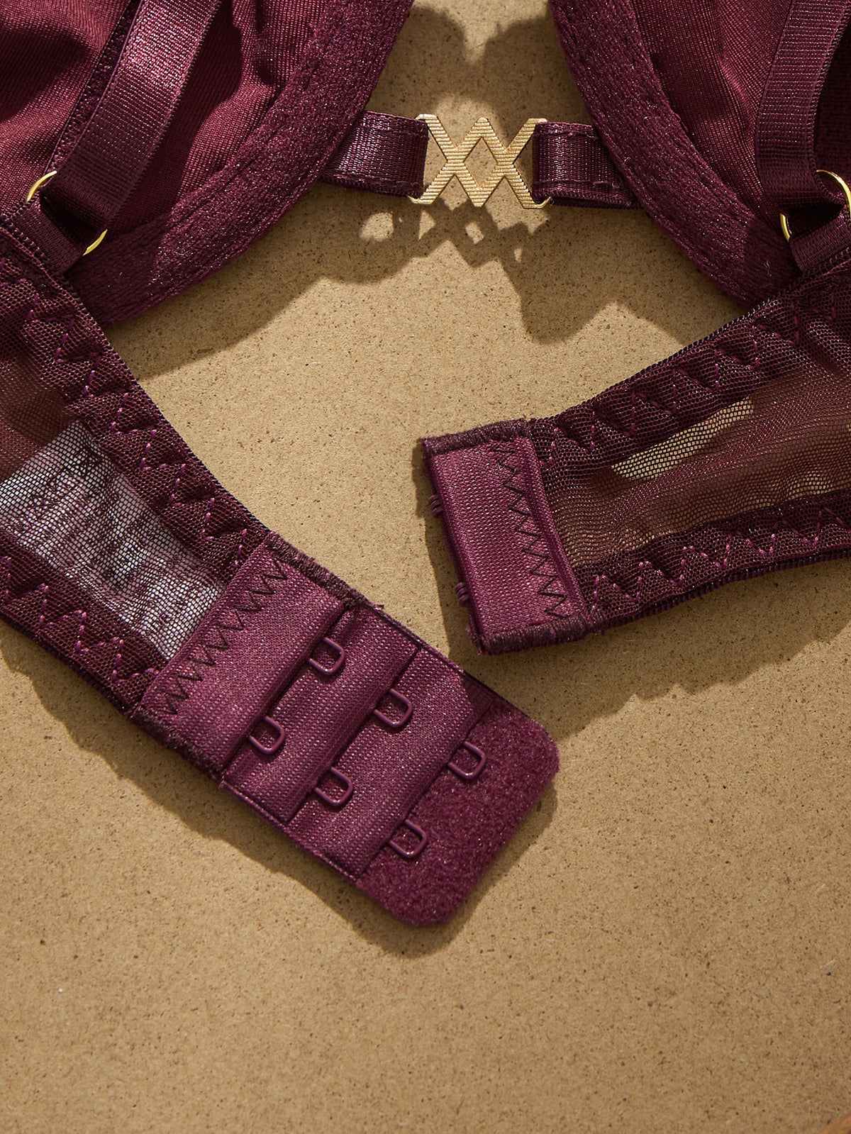 Women's Brown Color-Block Bra Set