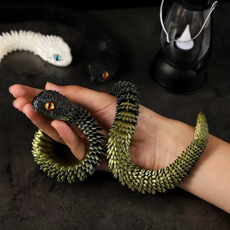 1Pc 3D Printed All Body Mobile Bendable Joint Snake Model Car Desktop Ornament Room Home Decoration Articulated Python Figurines