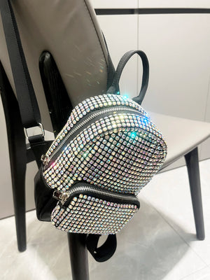 Women's Crystal Rhinestone Metallic Backpack – Mini Size, 4 Colors - TRYSHOPPY