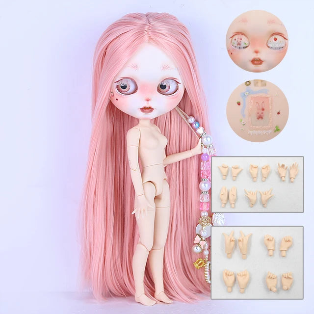 ICY DBS Blyth 1/6 Doll Hand Painted Set Cute Bunny Frosted Face Doll Set SD