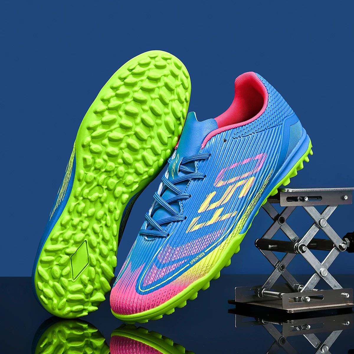 Unisex Adult TF Soccer Shoes PU Fabric Breathable Upper Rubber Dense Stud Anti-slip Wear Resistant Artificial Turf Training
