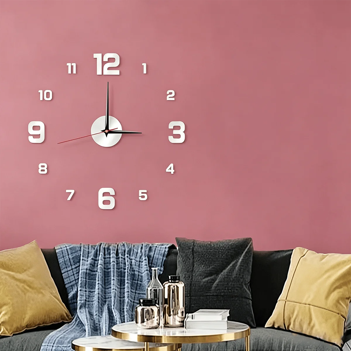Glow-In-The-Dark DIY Wall Clock Creative Design Mirror Surface Wall Decor Sticker Clock, Minimalist Decorative Clock, Silent Wall Sticker Clock, Living Room Bedroom Wall Sticker Creative Clock (Glow-In-The-Dark Model Only Glo
