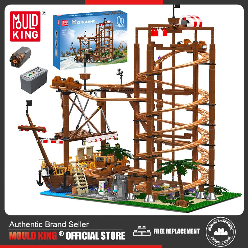 Mould King 11013 Roller Coaster Building Block The Motorized Double Helix Roller Coaster Bricks Toys Model Kids Christmas Gift