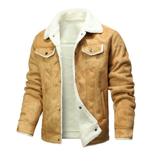 Fur-trimmed Lapel Jacket For Men, Winter Fleece-lined Coat - TRYSHOPPY