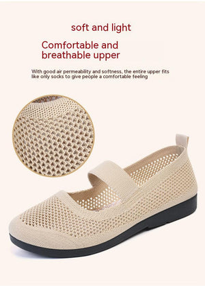 Casual Shoes For Women Flying Woven Women's Shoes Breathable Women Hollow Out Soft Bottom Mom Shoes - TRYSHOPPY