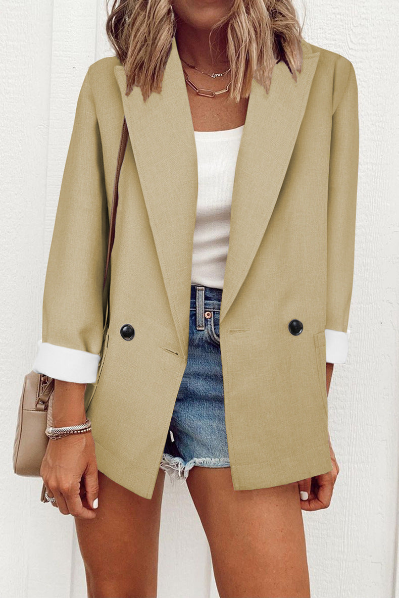 Temperament Slim Jacket Fashion Business Single Breasted Long Sleeve Casual Suit Top Clothing