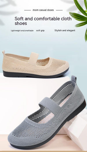 Casual Shoes For Women Flying Woven Women's Shoes Breathable Women Hollow Out Soft Bottom Mom Shoes - TRYSHOPPY