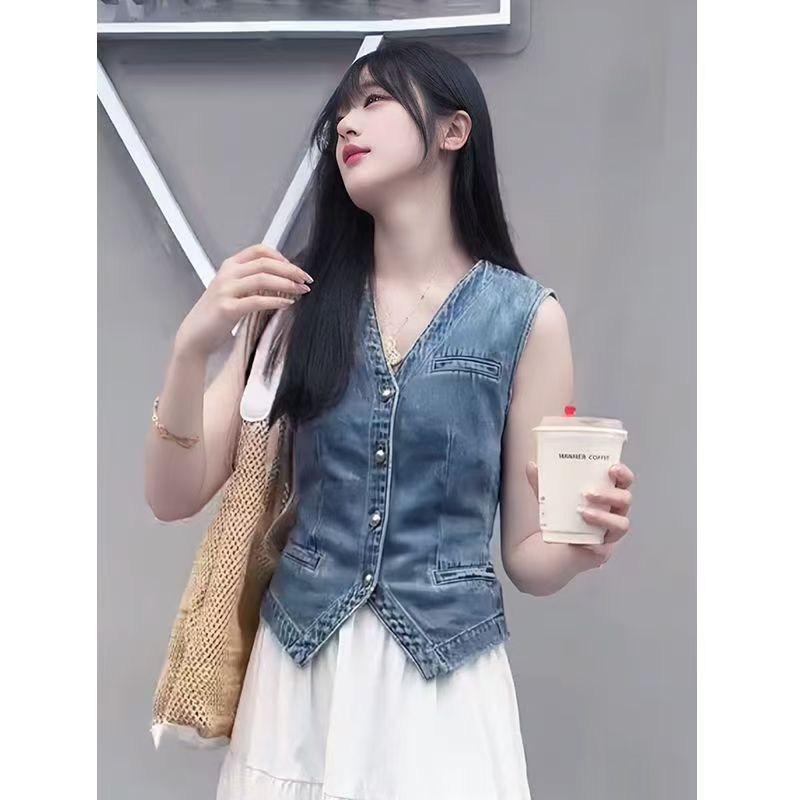 New Washed Denim Mini Vesttrendy And Stylish - TRYSHOPPY