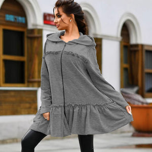 Autumn-style Hoodie With Wooden Earflaps Slanted Hem And A Hat - TRYSHOPPY