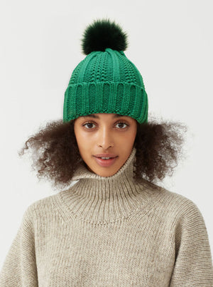 Winter Knitted Hats Fashion Stretchy Lined Skull Hats For Women Faux Fur Pom Pom Hat Keep Warming Beanie Hat - TRYSHOPPY