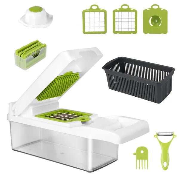 12 In 1 Vegetable Chopper With Container Kitchen Food Slicer Dicer Grater